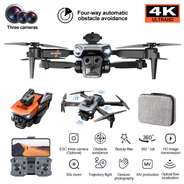 Triple Camera Obstacle Avoidance Optical Flow Drone Toy K6MAX - Image 11